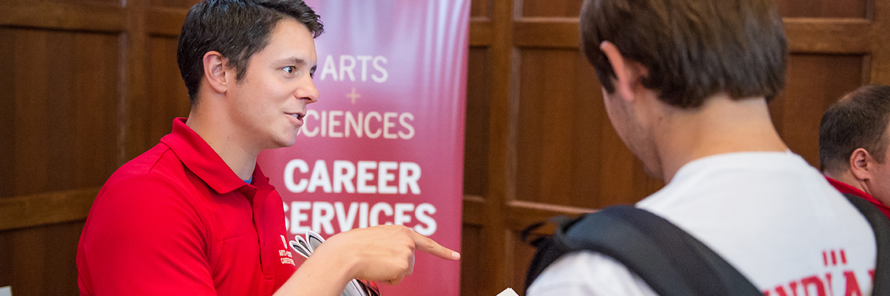 A Indiana University Career Services staff member offers advice to undergraduate students.